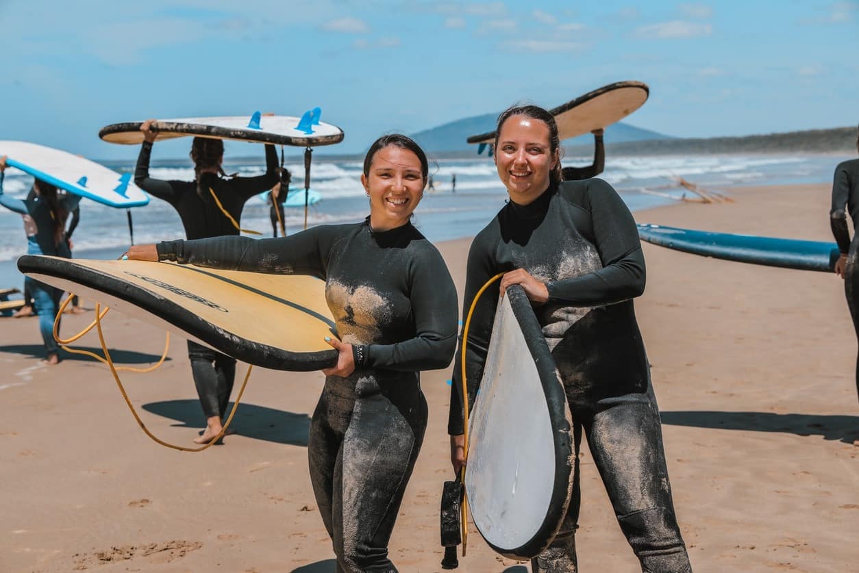 Girls surfing in Australia