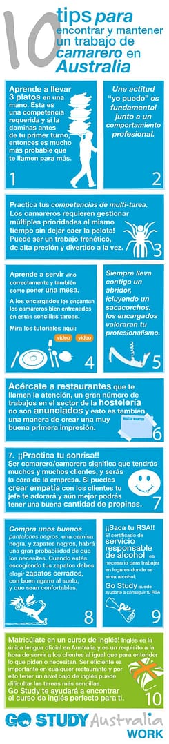 Como econtrar trabajo como camarero en Australia
