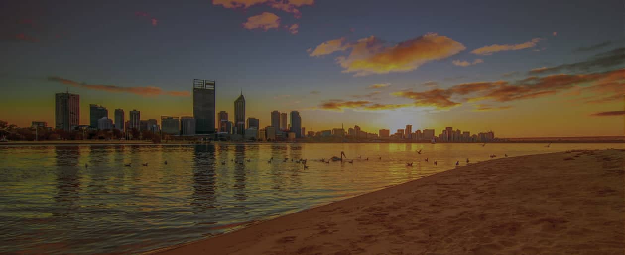 coucher de soleil sur la ville de Perth