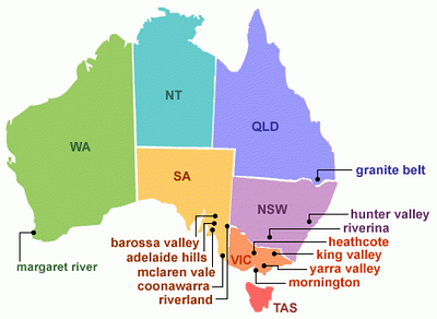 Regiones viniculas en Australia